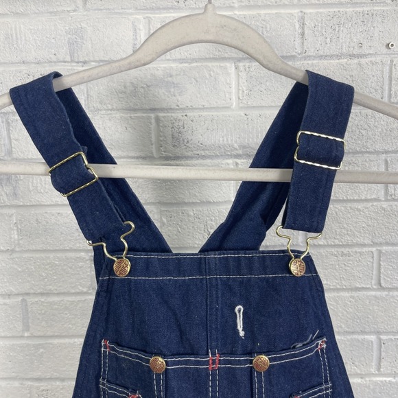 Round House Overall Carpenter Bibs Mens Size 34 Dark Wash Denim Workwear - Picture 6 of 12